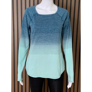 Marmot Women's Blue Mint Ombre Space Dye Long Sleeve Active Top Size Medium